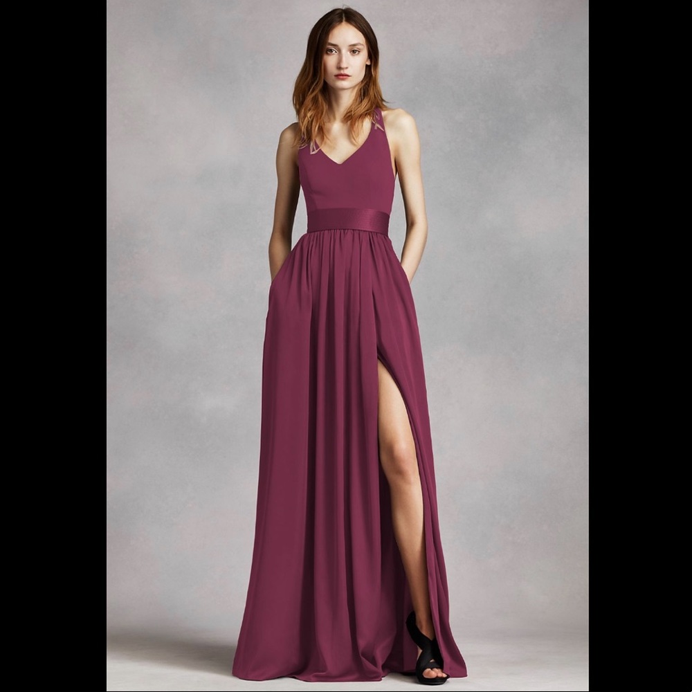 V Neck Halter Gown with Sash